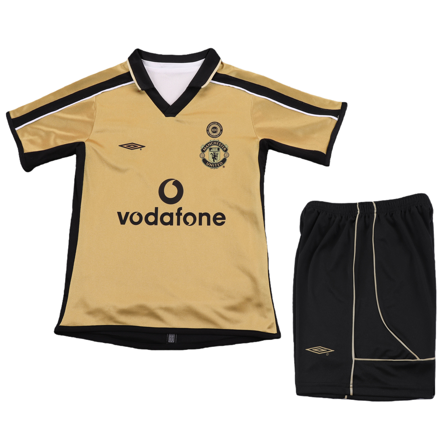 TKH-turbokithub-Retro Manchester United 2001-02 100th Centery Kids Kit - Yellow
