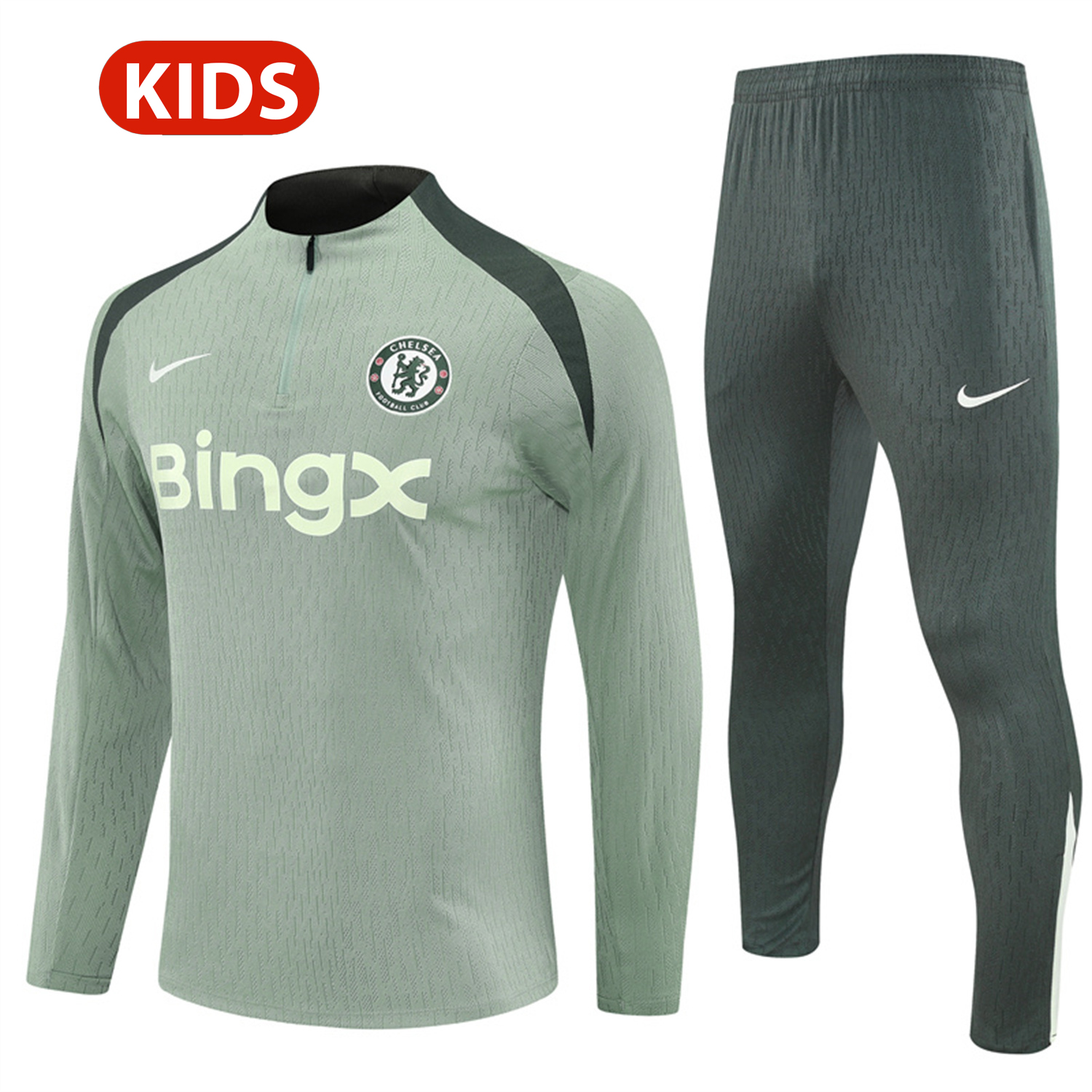 TKH-turbokithub-C.H.E.L.S.E.A 25-26 Kids Long Sleeve Training Set - Player Version - Light Green Top and Pants