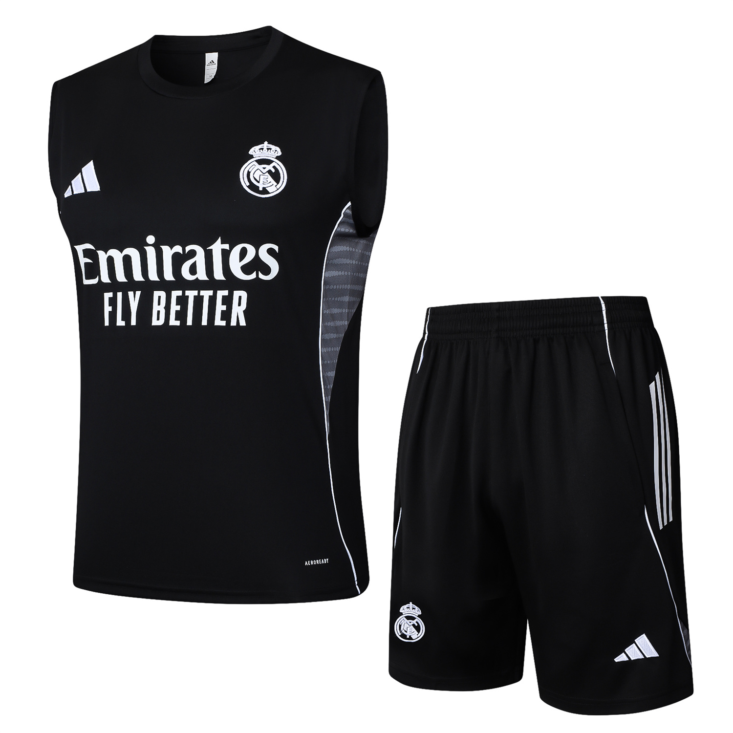 TKH-turbokithub-Real Madrid 25-26 Vest Training Set - Black Vest and Black Shorts