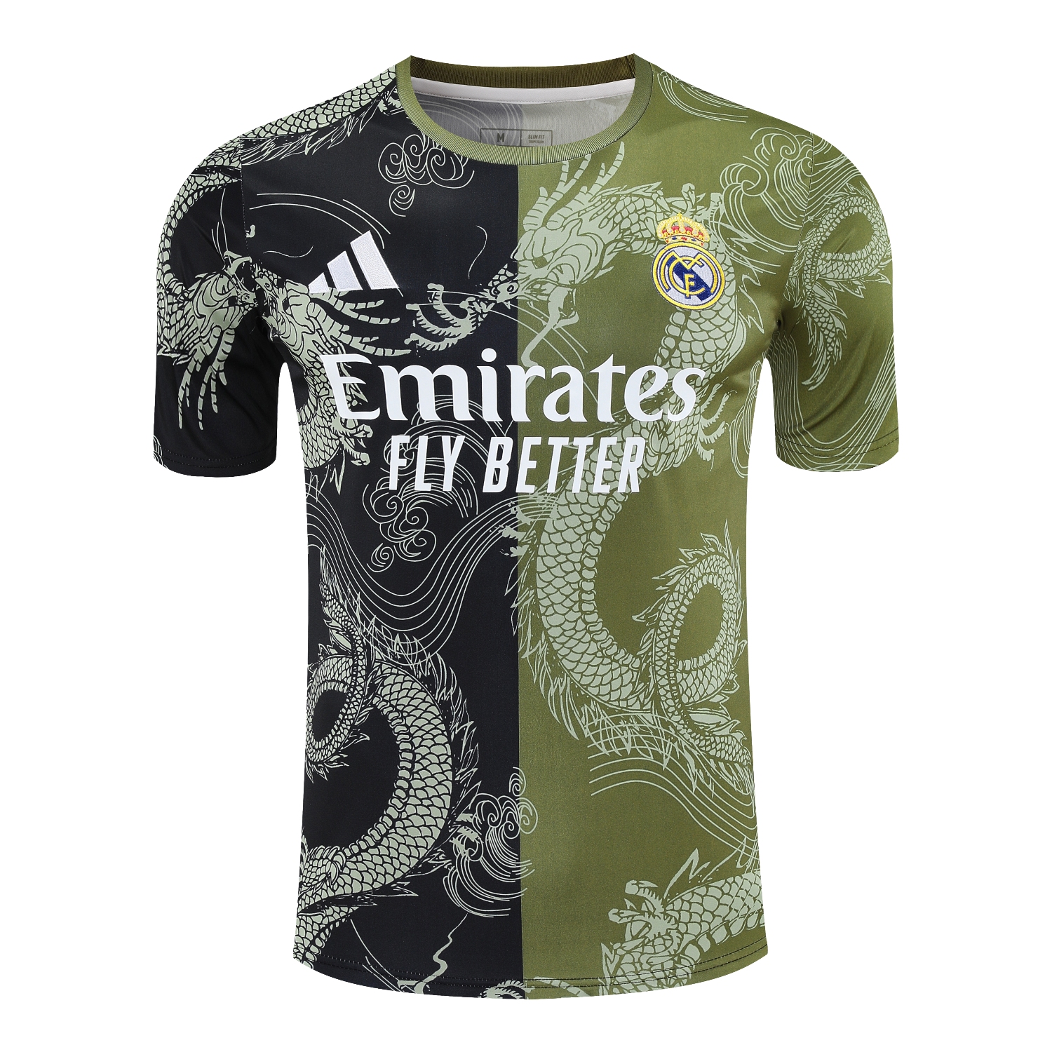 TKH-turbokithub-Real Madrid 25-26 Short-Sleeve Training Set - Green-Black Dragon Top & Black-White Shorts