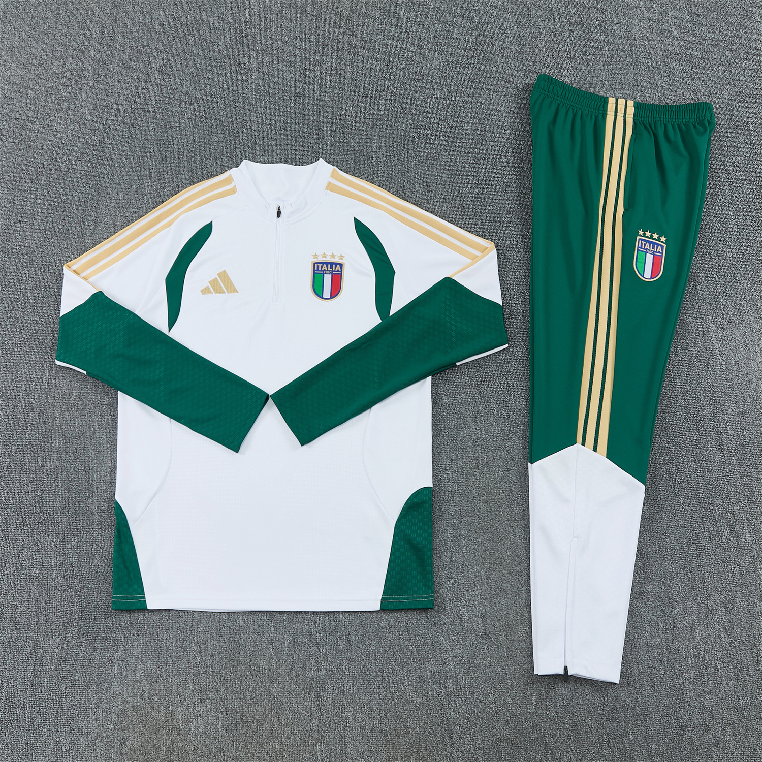 TKH-turbokithub-Italy 2026 Long Sleeve Training Set - White Top & Green Pants