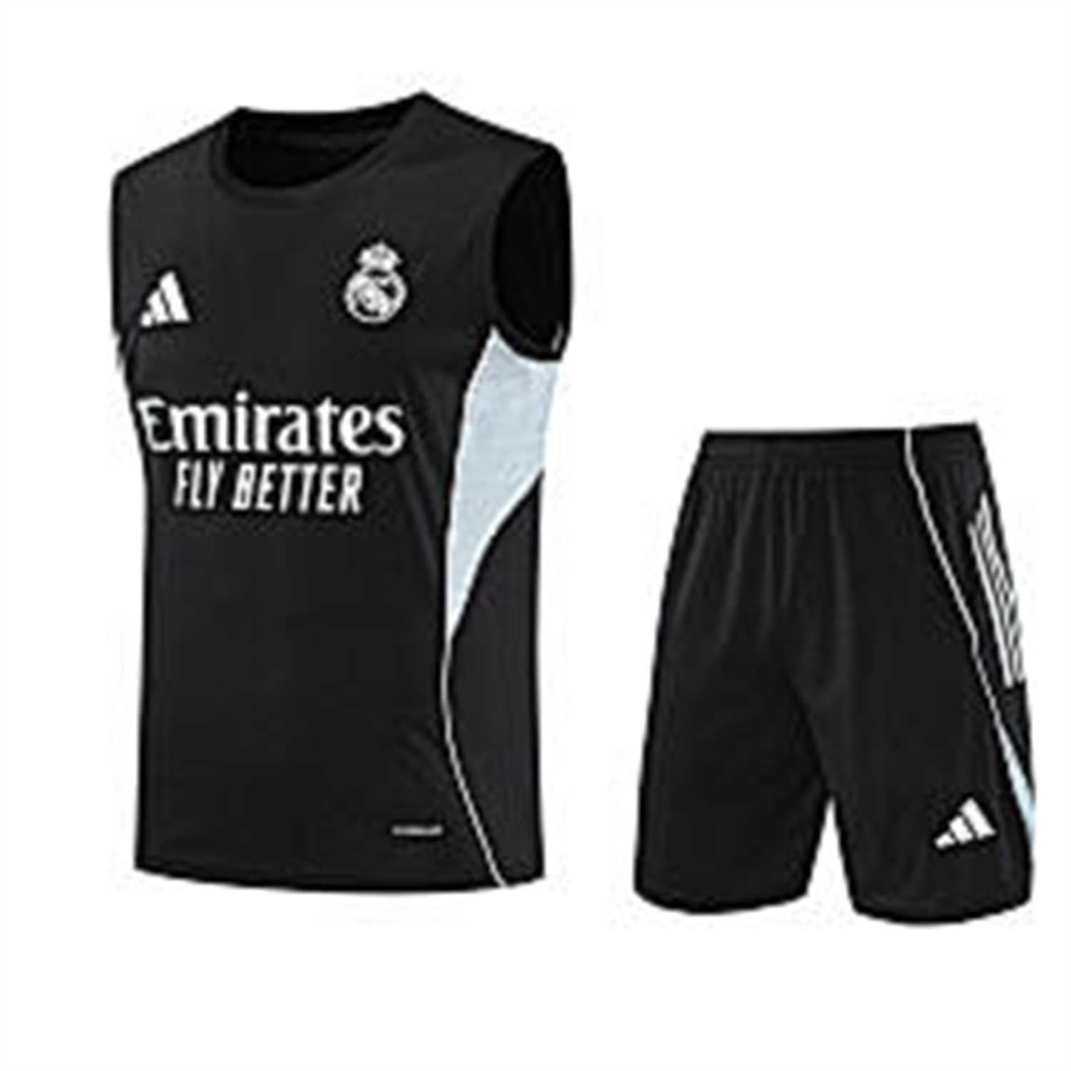 TKH-turbokithub-Real Madrid 25-26 Vest Training Set - Black And Light Grey Vest & Black Shorts