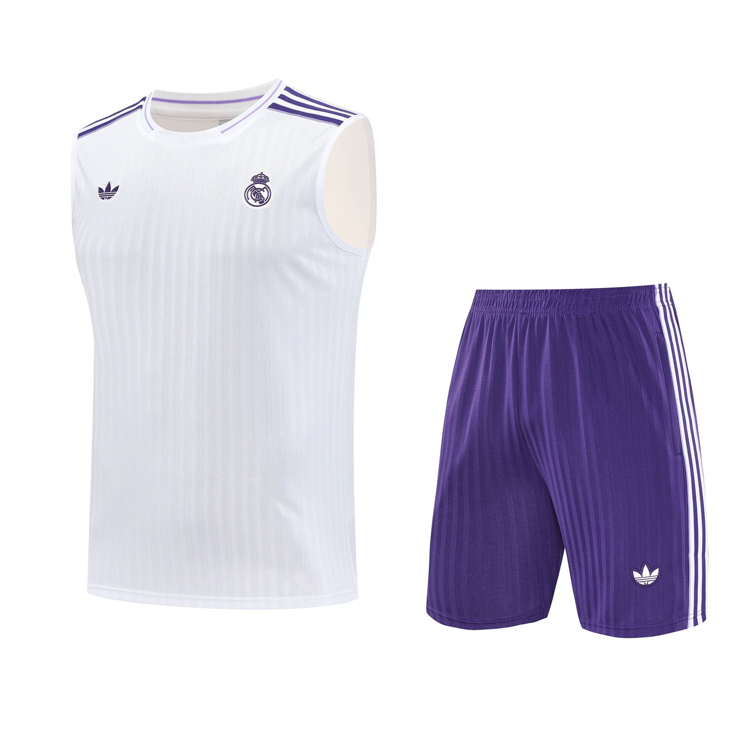 TKH-turbokithub-Real Madrid 25-26 Vest Training Set - Pure White Vest & Purple Shorts