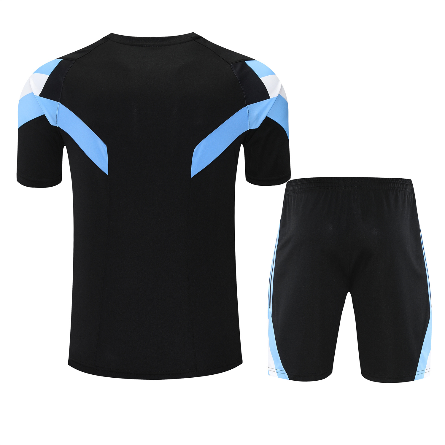 TKH-turbokithub-Argentina 25-26 Short-Sleeve Training Set - Blue Stripes Black Top & Black Shorts