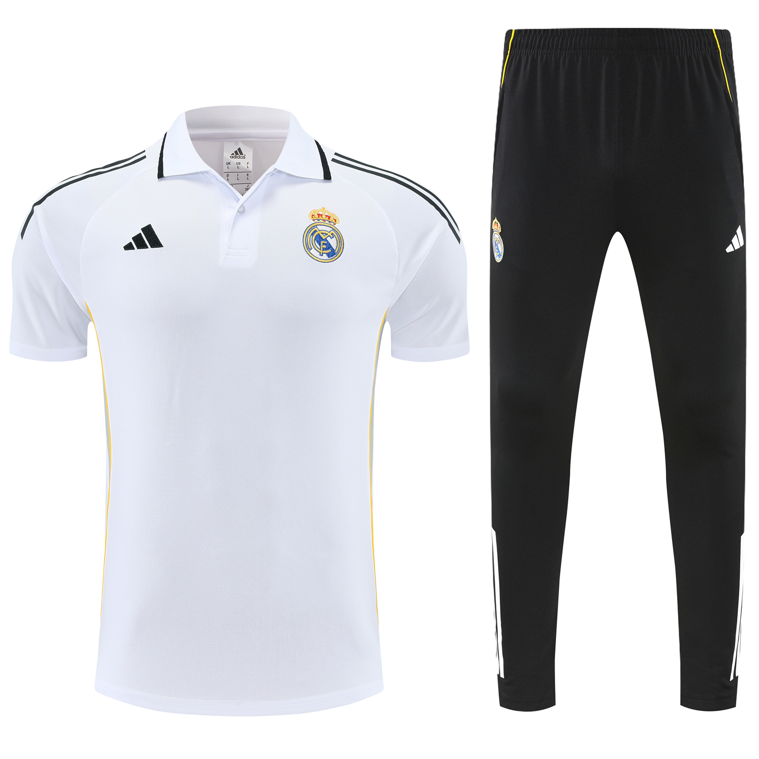 TKH-turbokithub-Real Madrid 25-26 POLO Short-Sleeve Training Set - White Top and Black Pants