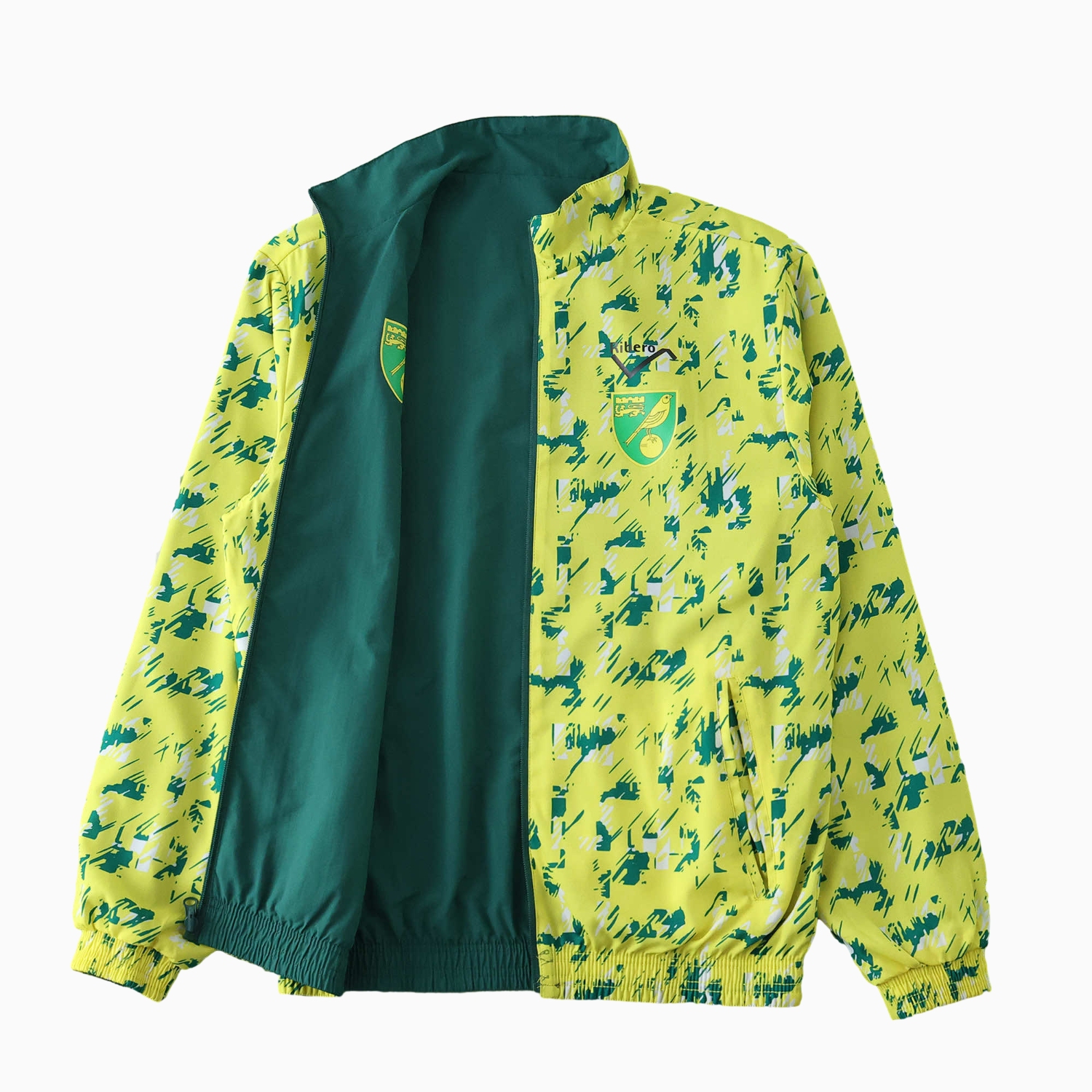 TKH-turbokithub-Norwich City 1992-94 Retro Style Double Sided Reversible Windbreaker - Green & Yellow