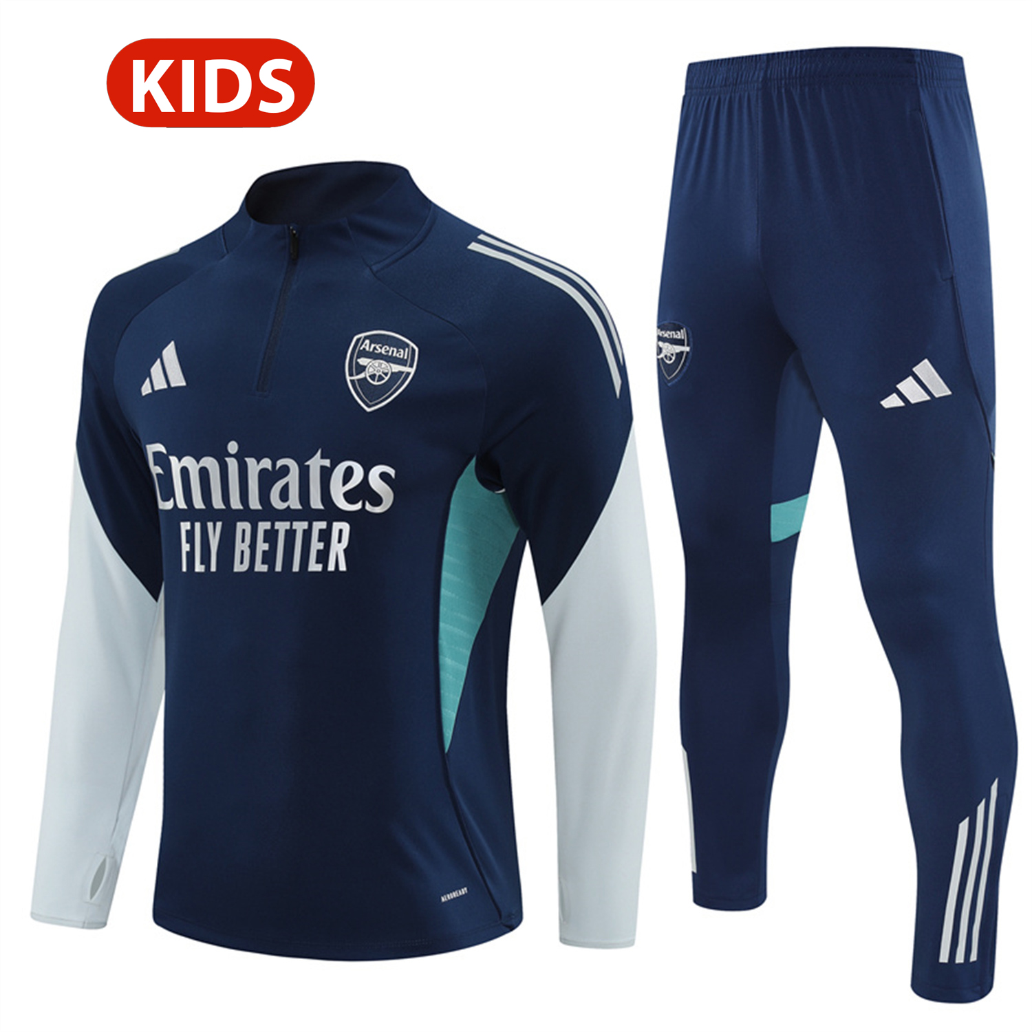 TKH-turbokithub-Arsenal 25-26 Kids Long Sleeve Training Set - Royal Blue Top & Royal Blue Pants