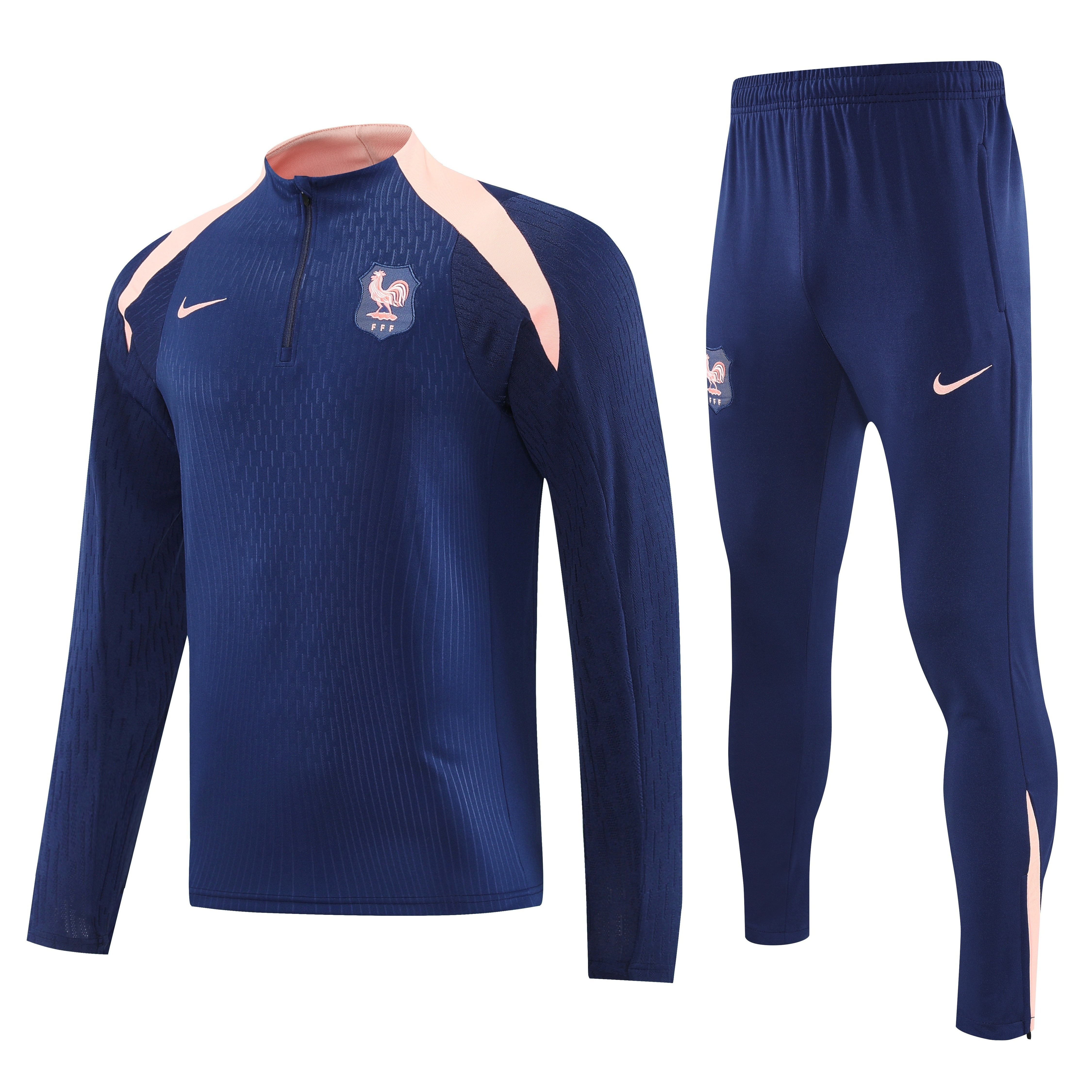 TKH-turbokithub-France 2026 Long Sleeve Training Set - Dark With Pink Top and Pants