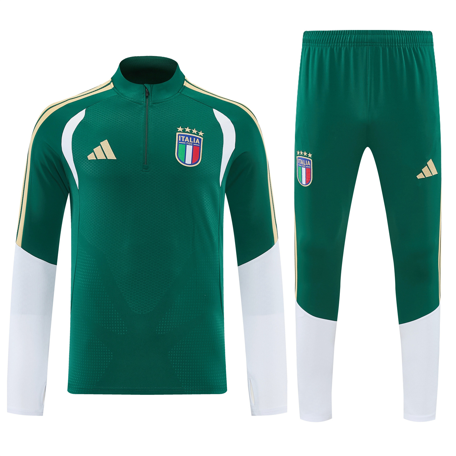 TKH-turbokithub-Italy 2026 Long Sleeve Training Set - Green With White Top & Pants
