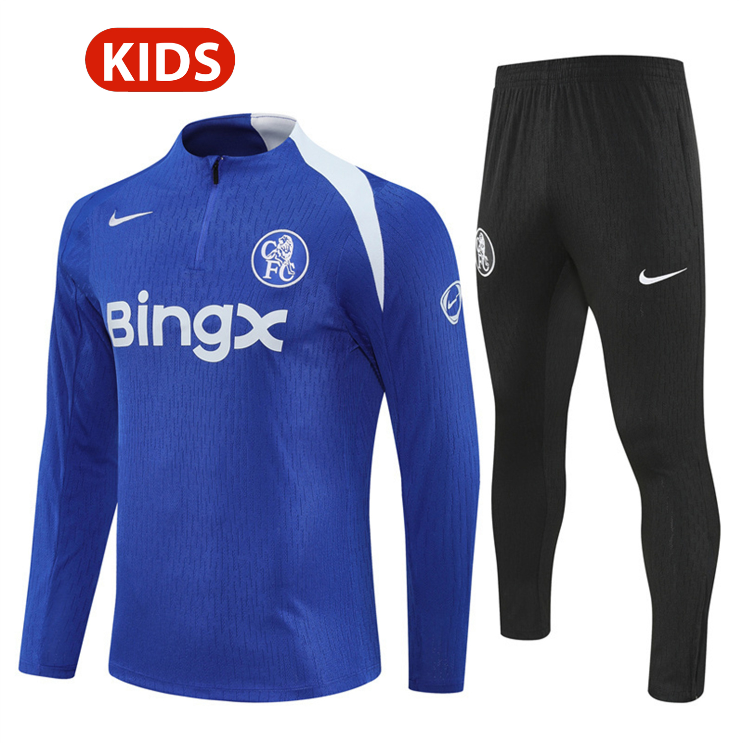 TKH-turbokithub-C.H.E.L.S.E.A 25-26 Kids Long Sleeve Training Set - Player Version - Blue Top and Black Pants