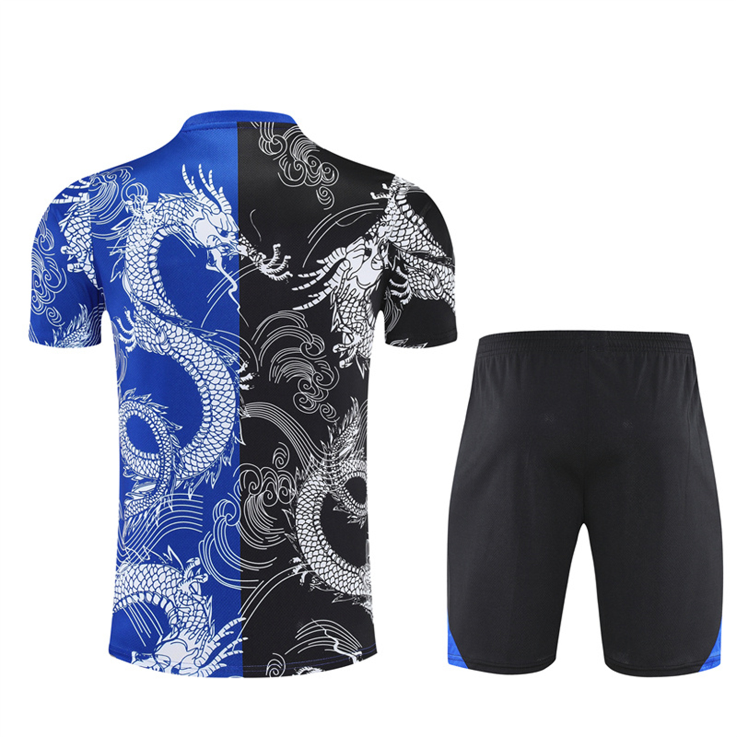 TKH-turbokithub-Real Madrid 25-26 Kid Short-Sleeve Training Set - Blue Black Dragon Top & Black Shorts
