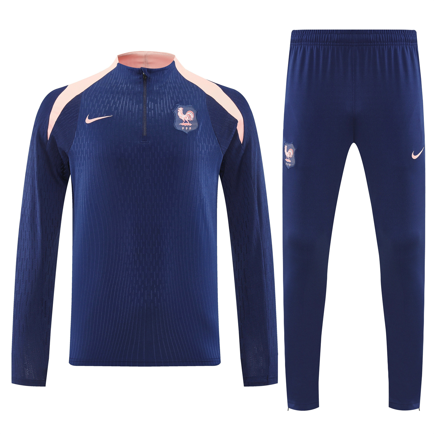 TKH-turbokithub-France 2026 Long Sleeve Training Set - Dark With Pink Top and Pants