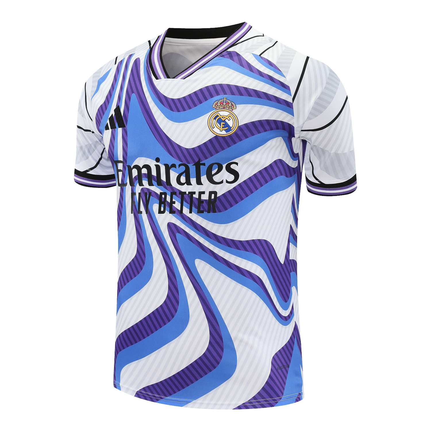 TKH-turbokithub-Real Madrid 25-26 Short-Sleeve Training Set - Blue Purple Curve Pattern Top & Black Shorts