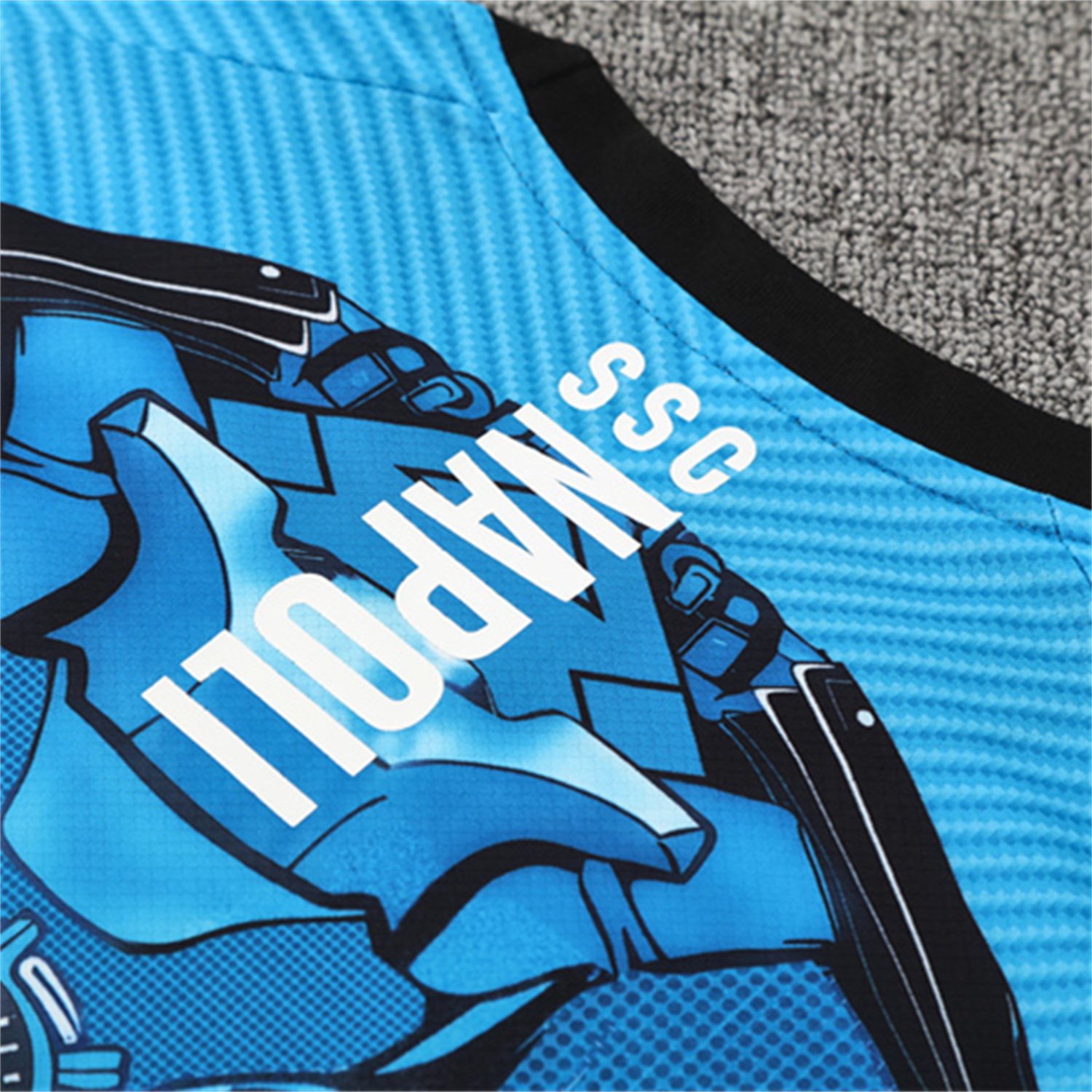 TKH-turbokithub-Napoli 25-26 Kids Short-Sleeve Training Set - Blue Mecha Top & Black Shorts