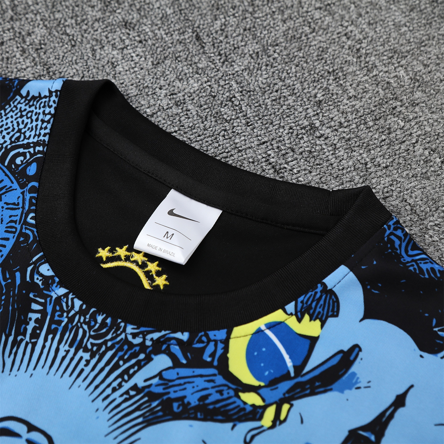 TKH-turbokithub-Brazil 25-26 Blue Jesus Statue Vest Training Set - Blue Vest & Black Shorts