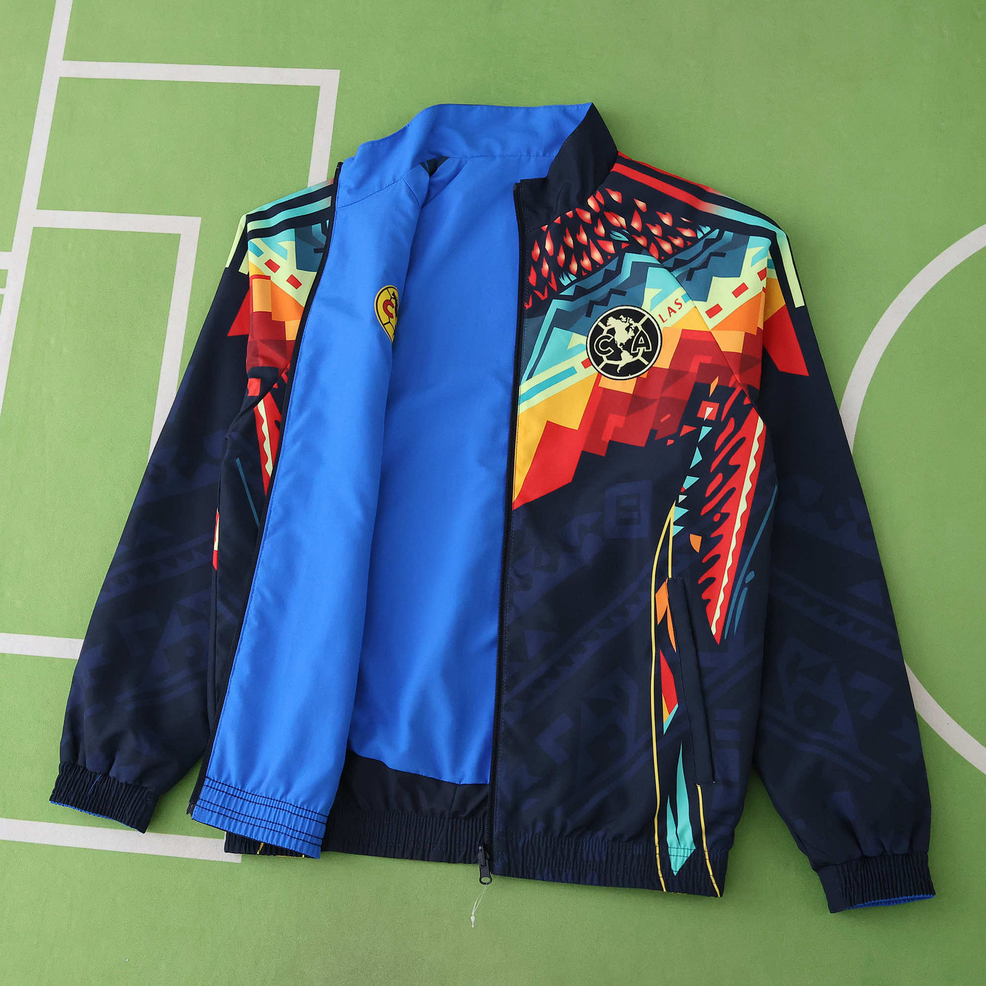 TKH-turbokithub-Club América 25-26 Throwback Double Sided Reversible Windbreaker - Blue & Black
