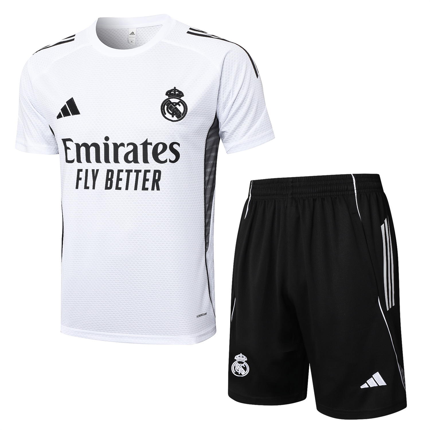 TKH-turbokithub-Real Madrid 25-26 Short-Sleeve Training Set - White Top and Black Shorts