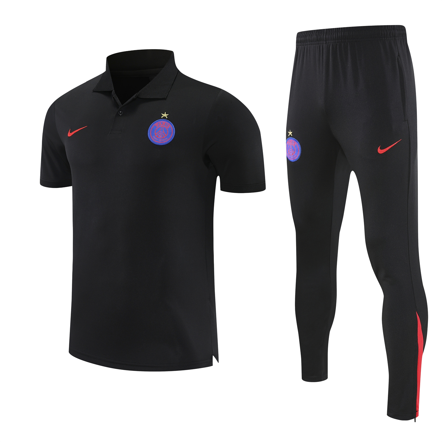 TKH-turbokithub-Paris Saint-Germain PSG 25-26 POLO Short-Sleeve Training Set - Black Top and Pants