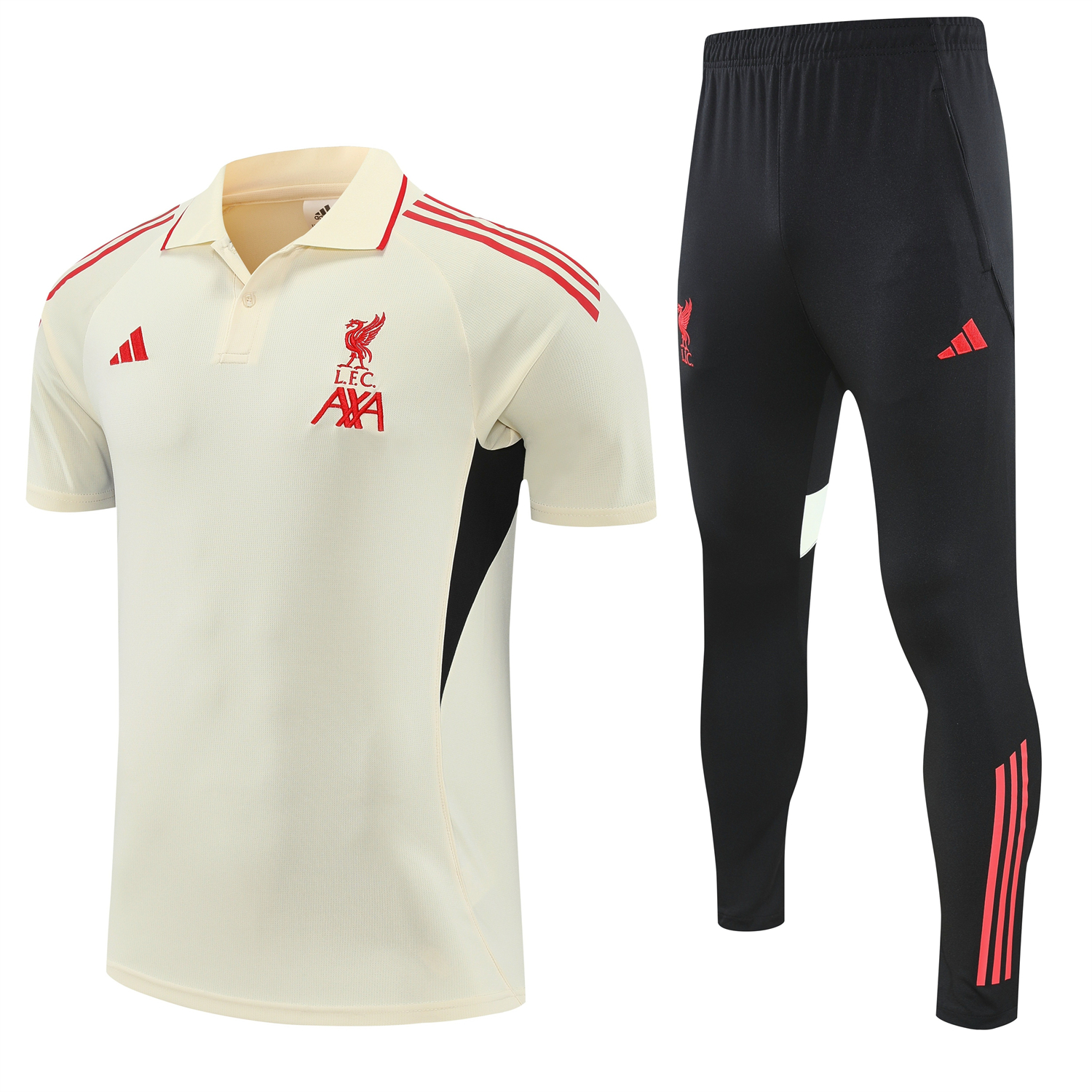 TKH-turbokithub-Liver.pool 25-26 POLO Short-Sleeve Training Set - White Top and Black Pants
