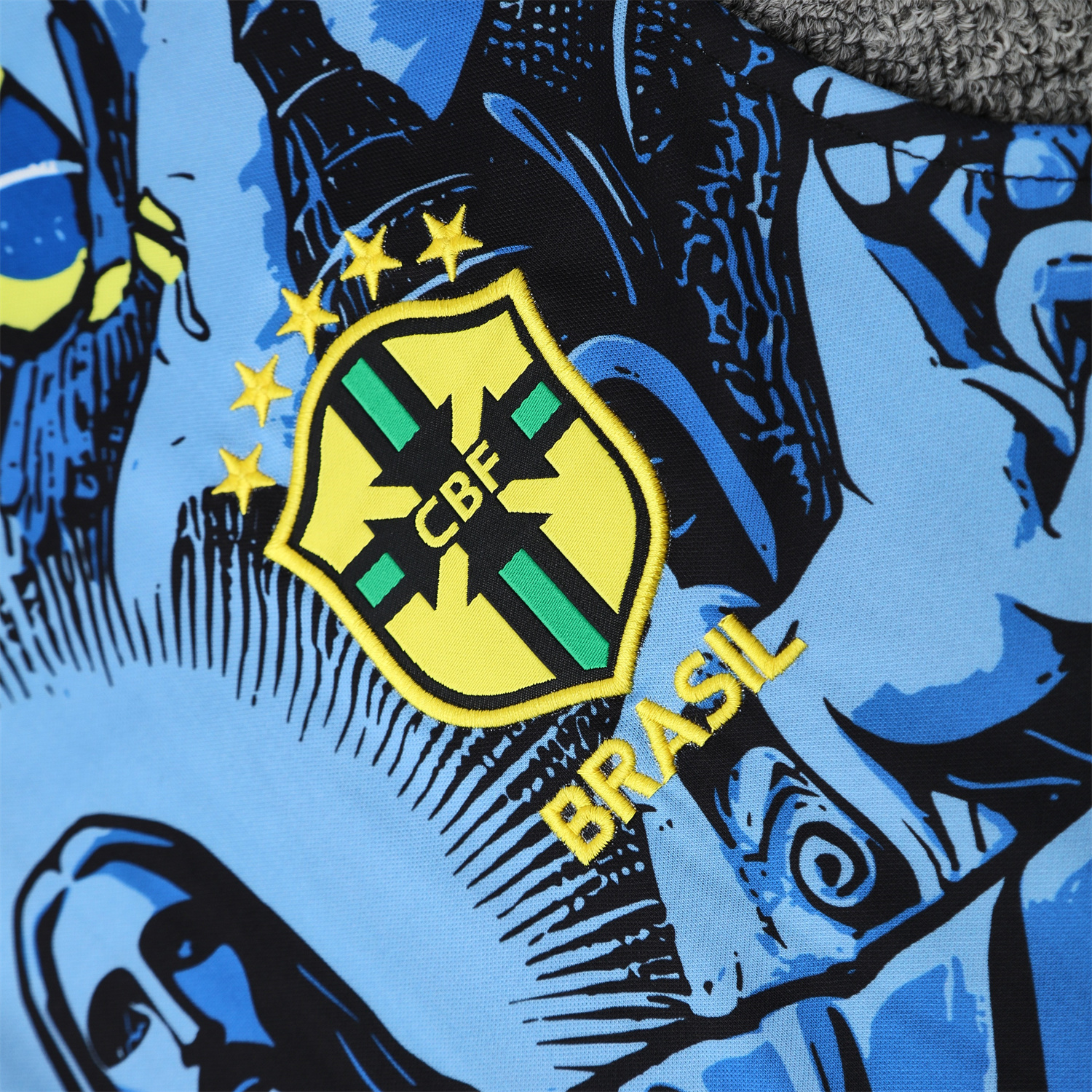 TKH-turbokithub-Brazil 25-26 Blue Jesus Statue Vest Training Set - Blue Vest & Black Shorts
