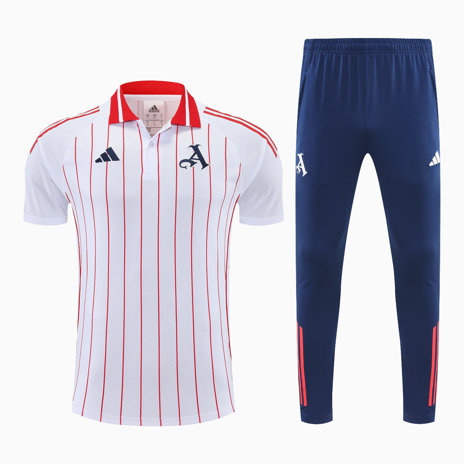 TKH-turbokithub-Arsenal 25-26 POLO Short-Sleeve Training Set - White Top and Deep Blue Pants