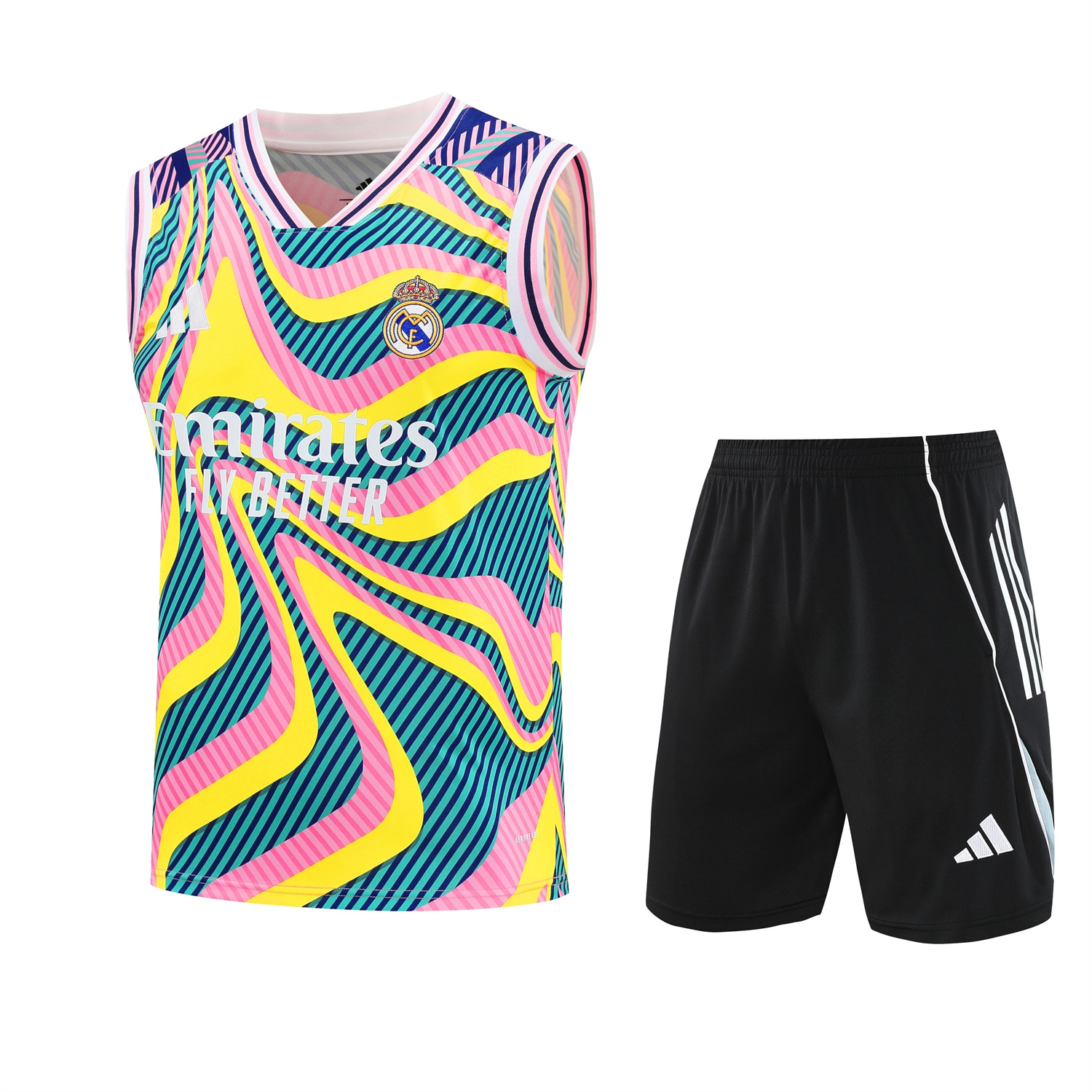 TKH-turbokithub-Real Madrid 25-26 Vest Training Set - Colorful Vest & Black Shorts