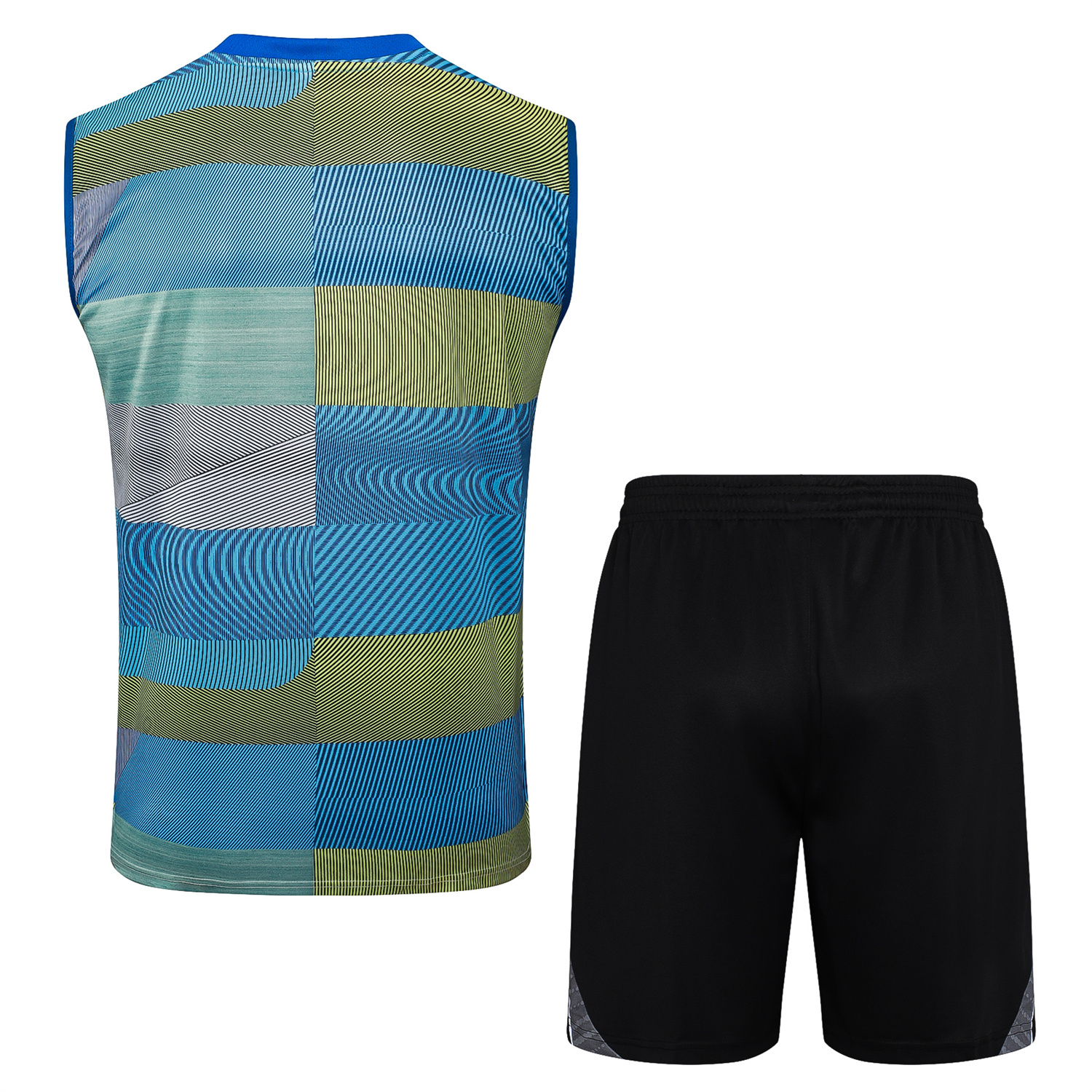 TKH-turbokithub-Real Madrid 25-26 Vest Training Set - Blue-Gray Camouflage Vest and Black Shorts