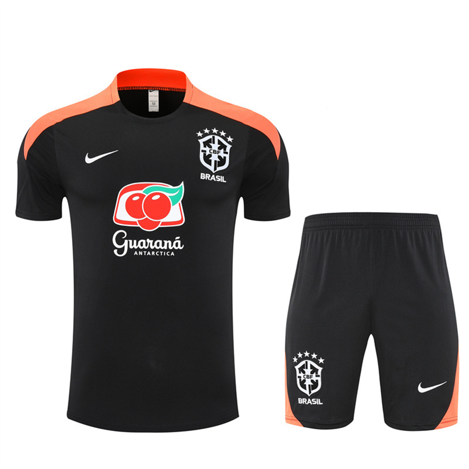 TKH-turbokithub-Brazil 25-26 Kids Short-Sleeve Training Set - Black Top & Black Shorts