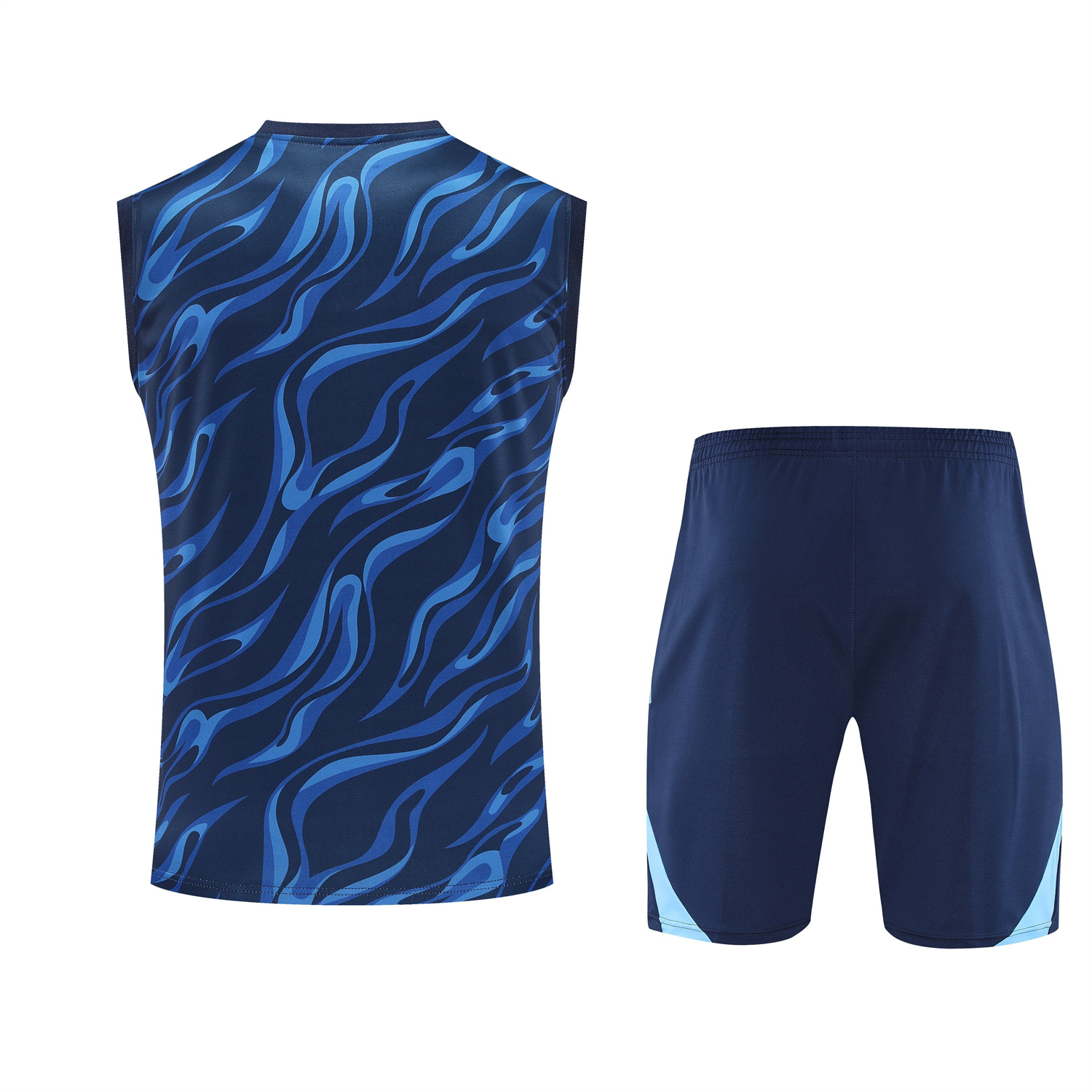 TKH-turbokithub-Real Madrid 25-26 Vest Training Set - Blue Water Pattern Top & Deep Blue Shorts