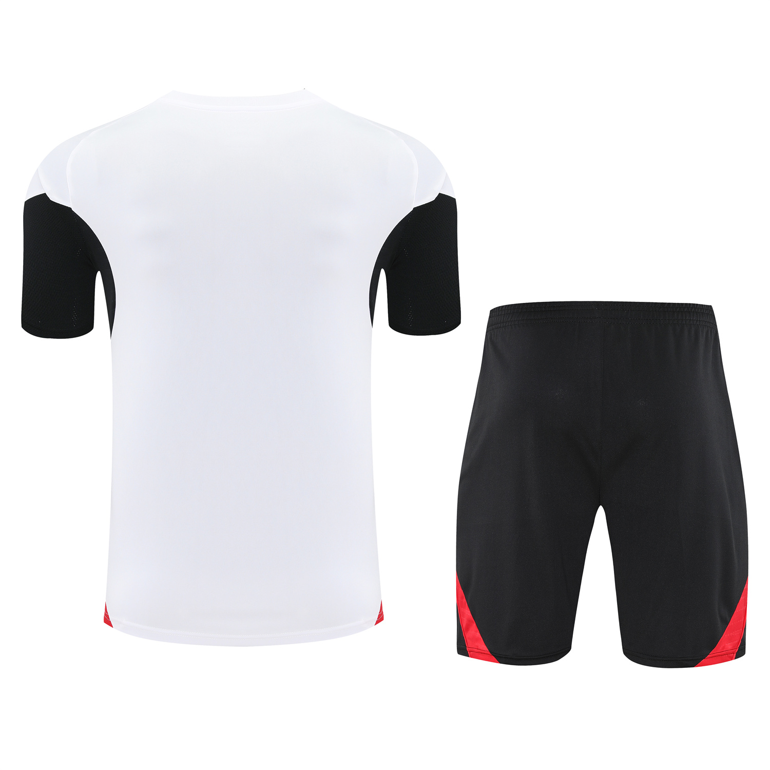 TKH-turbokithub-Manchester United 25-26 Short-Sleeve Training Set - Red Black Blocks White Top & Black Shorts