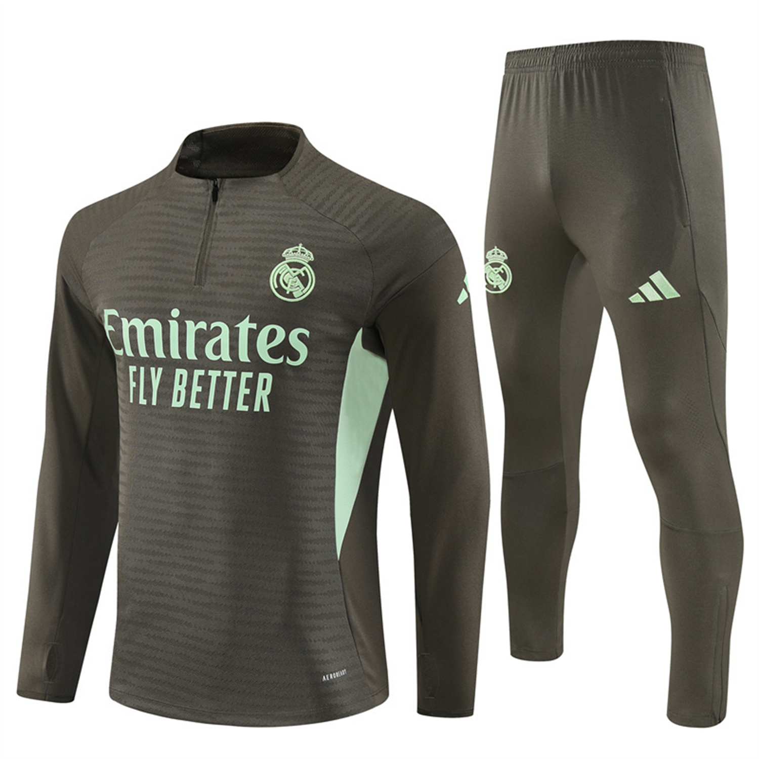 TKH-turbokithub-Real Madrid 25-26 Long Sleeve Training Set - Player Version - Khaki Top and Khaki Pants