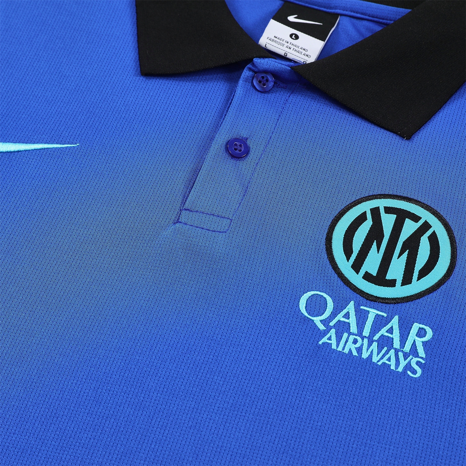 TKH-turbokithub-Inter Milan 25-26 POLO Short-Sleeve Training Set - Ocean Blue Top and Black Pants