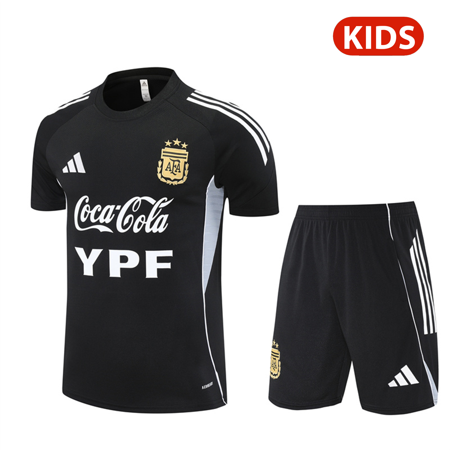 TKH-turbokithub-Argentina 25-26 Kids Pre-Match Short-Sleeve Training Set - Black Top & Shorts