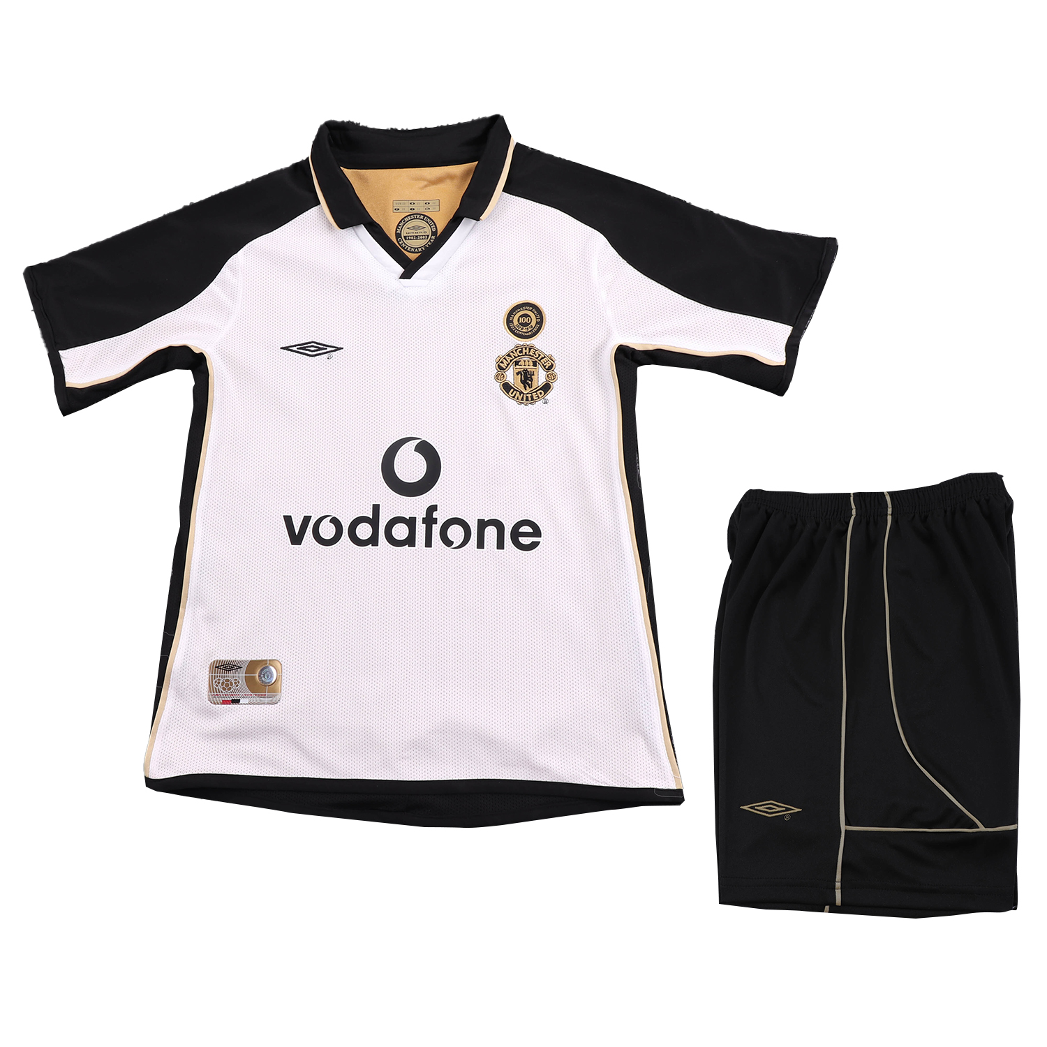 TKH-turbokithub-Retro Manchester United 2001-02 100th Centery Kids Kit - White