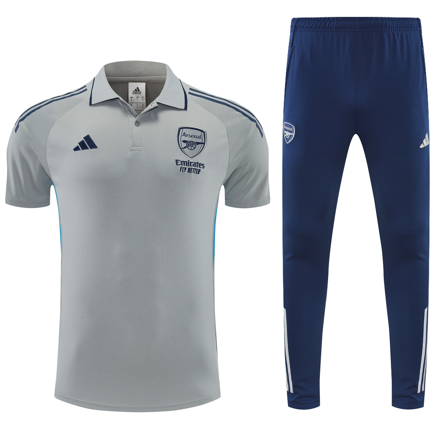 TKH-turbokithub-Arsenal 25-26 POLO Short-Sleeve Training Set - Grey Top and Deep Blue Pants