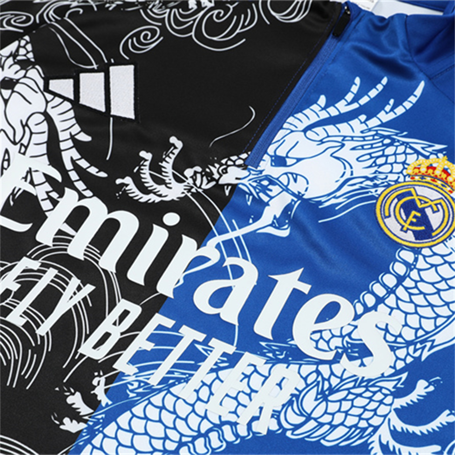 TKH-turbokithub-Real Madrid 25-26 Long Sleeve Training Set - White Loong Black Blue Top and Black Pants