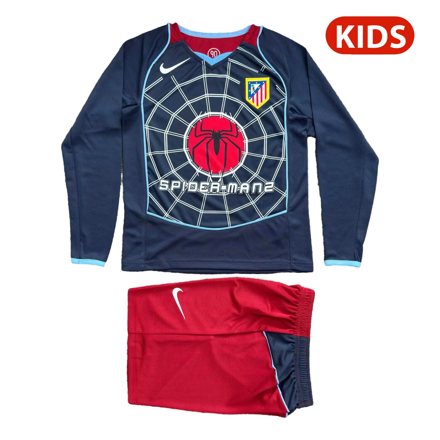 TKH-turbokithub-Retro Atletico Madrid 2004-05 Away S.p.i.d.e.r M.a.n Special Long Sleeves Kids Kit
