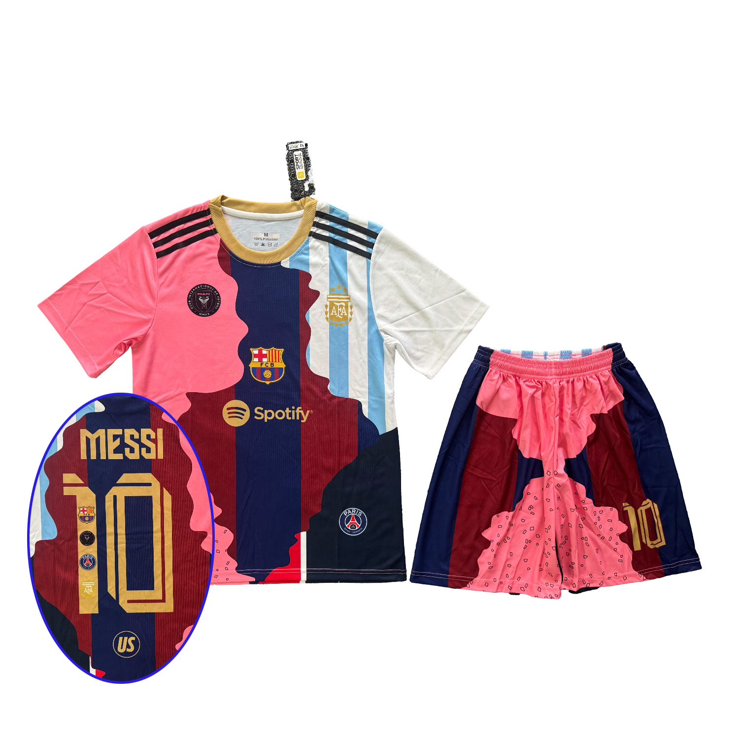 TKH-turbokithub-Messi Career Commemorative Men's Adult Jersey Set - Fans Versionwith Messi #10 - Barcelona Argentina Paris Saint-Germain PSG INT M.A.M