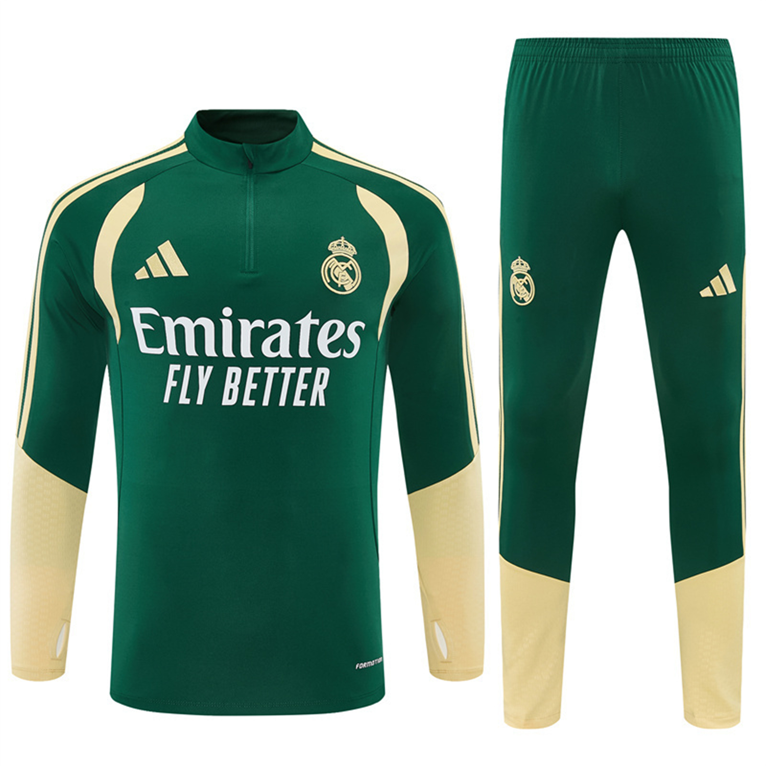 TKH-turbokithub-Real Madrid 26-27 Kids Long Sleeves Training Set - Green Top And Green Pants