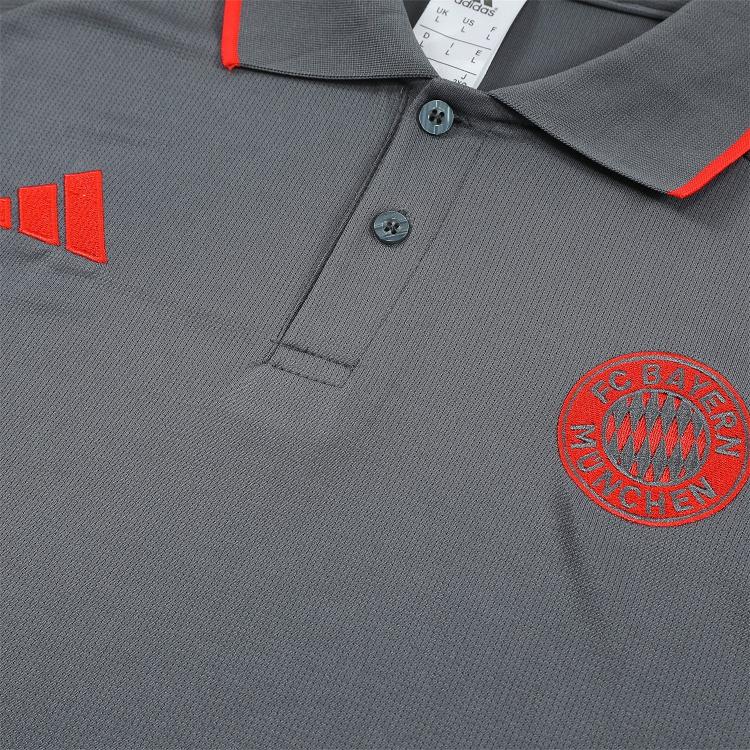 TKH-turbokithub-Bayern Munich 25-26 POLO Short-Sleeve Training Set - Deep Grey With Red Top and Pants