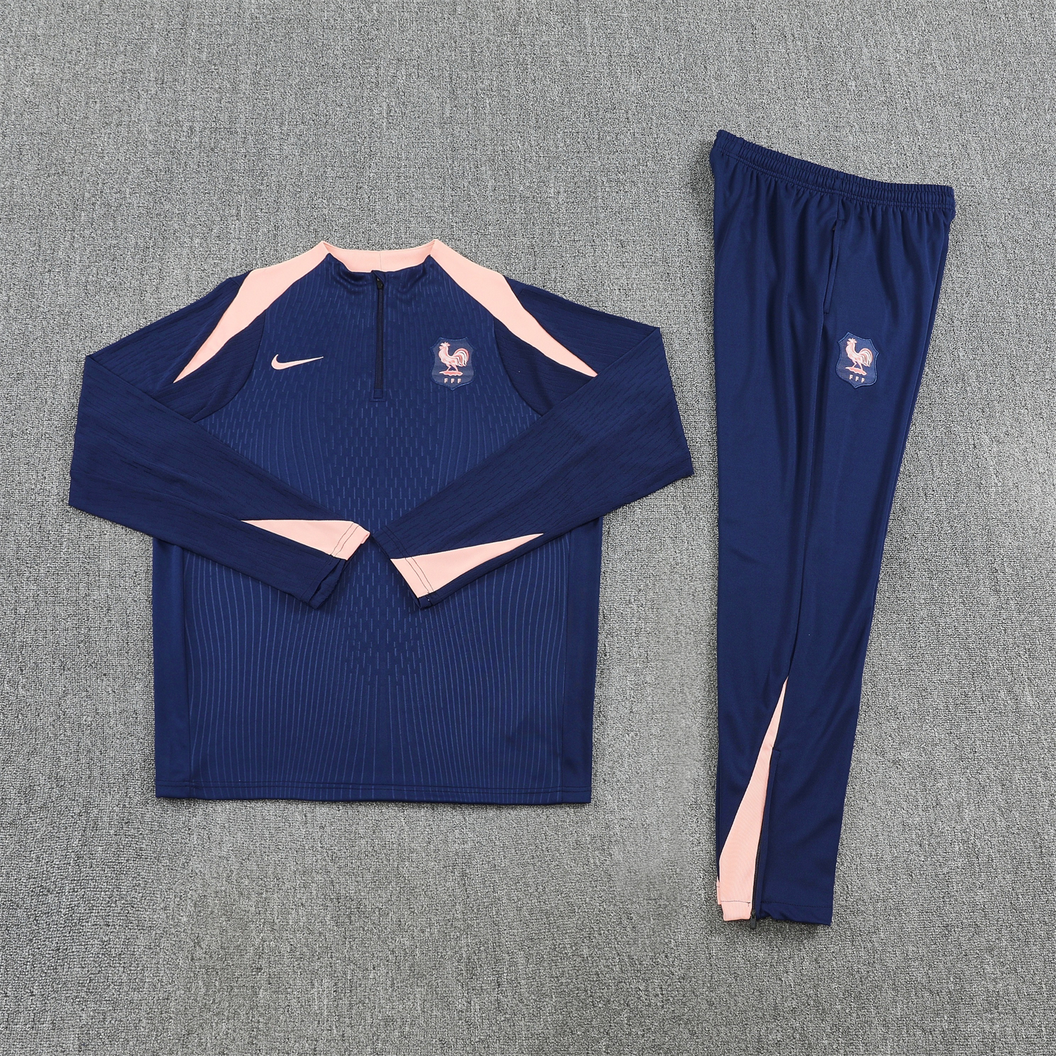 TKH-turbokithub-France 2026 Long Sleeve Training Set - Dark With Pink Top and Pants