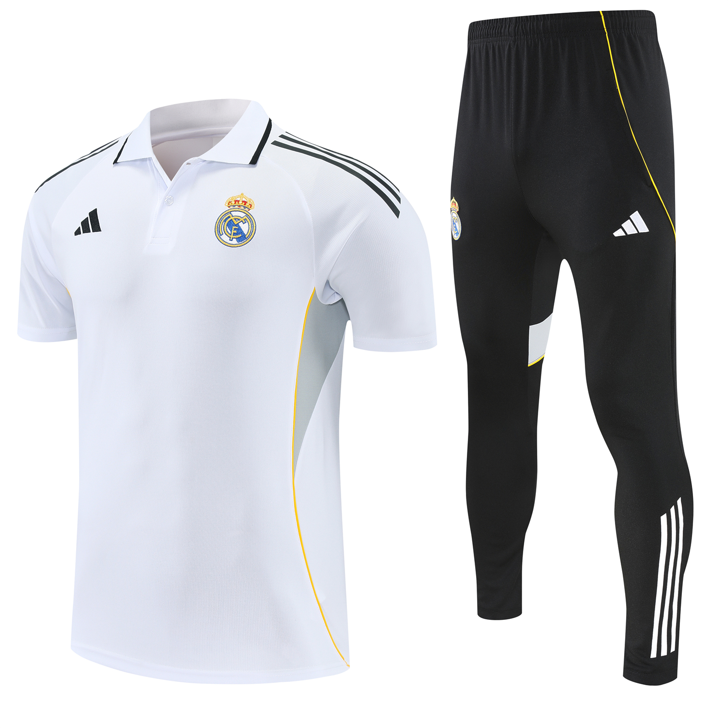 TKH-turbokithub-Real Madrid 25-26 POLO Short-Sleeve Training Set - White Top and Black Pants