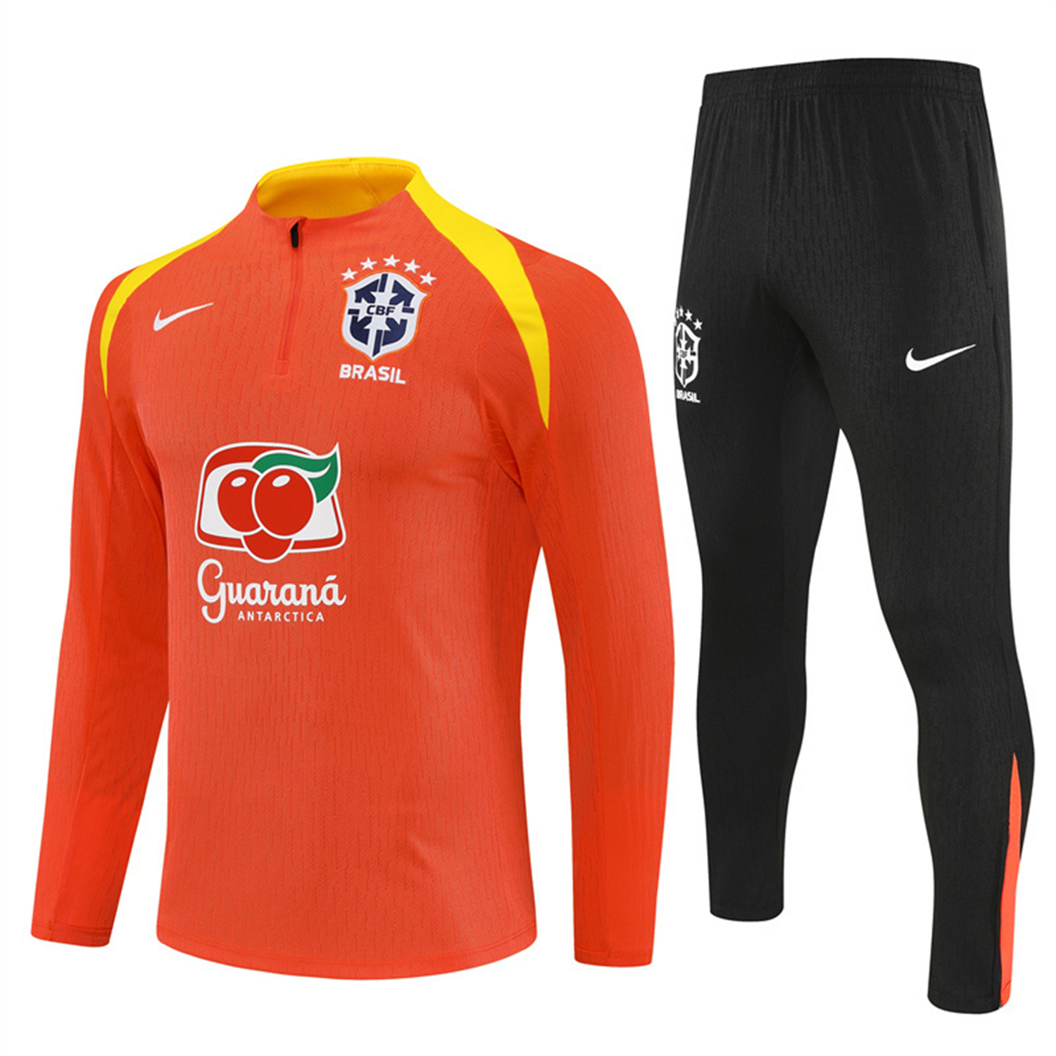 TKH-turbokithub-Brazil 25-26 Long Sleeve Training Set - Player Version - Orange Top and Black Pants
