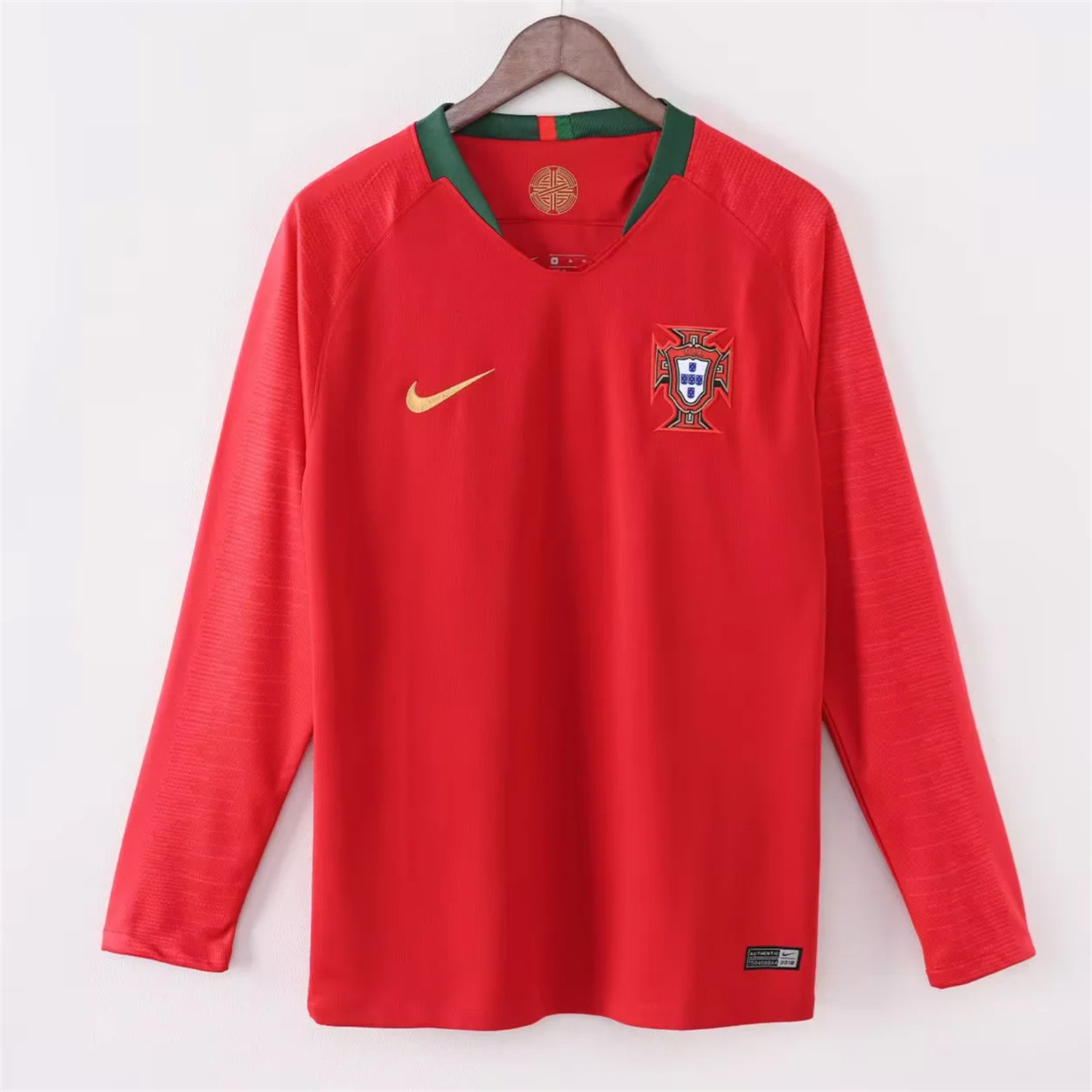 TKH-turbokithub-Retro Portugal 2018 Home Long Sleeves Jersey