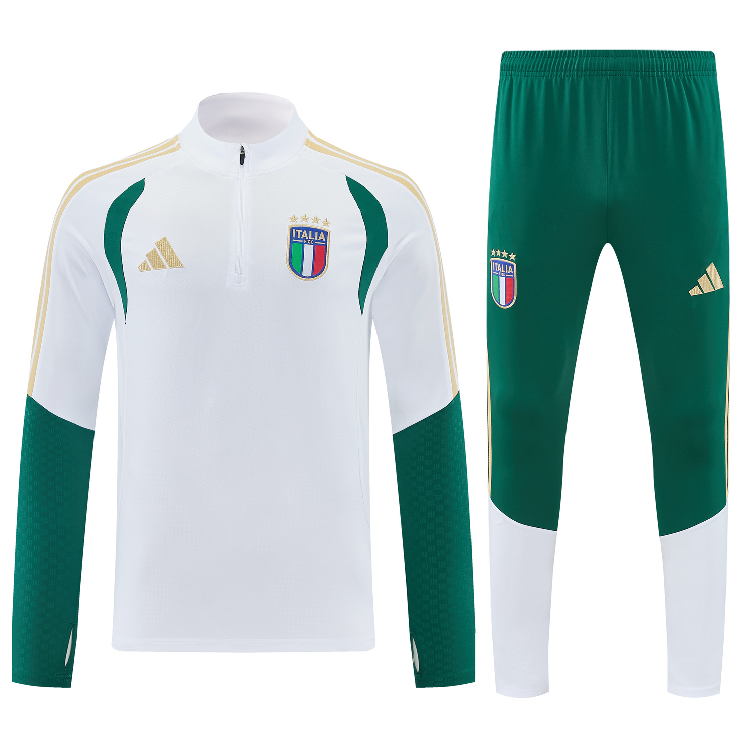 TKH-turbokithub-Italy 2026 Long Sleeve Training Set - White Top & Green Pants