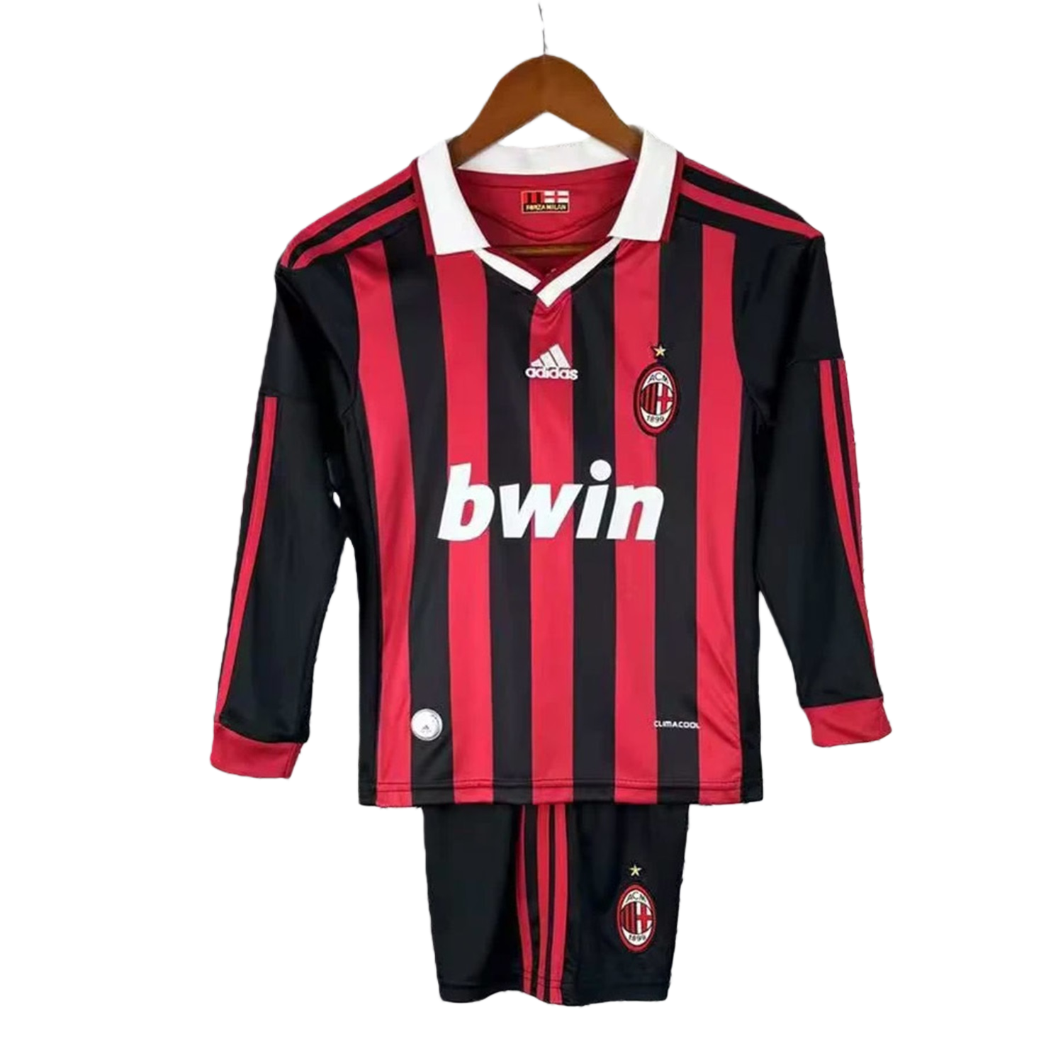 TKH-turbokithub-Retro AC Milan 2009-10 Home Red Long Sleeves Kids Kit