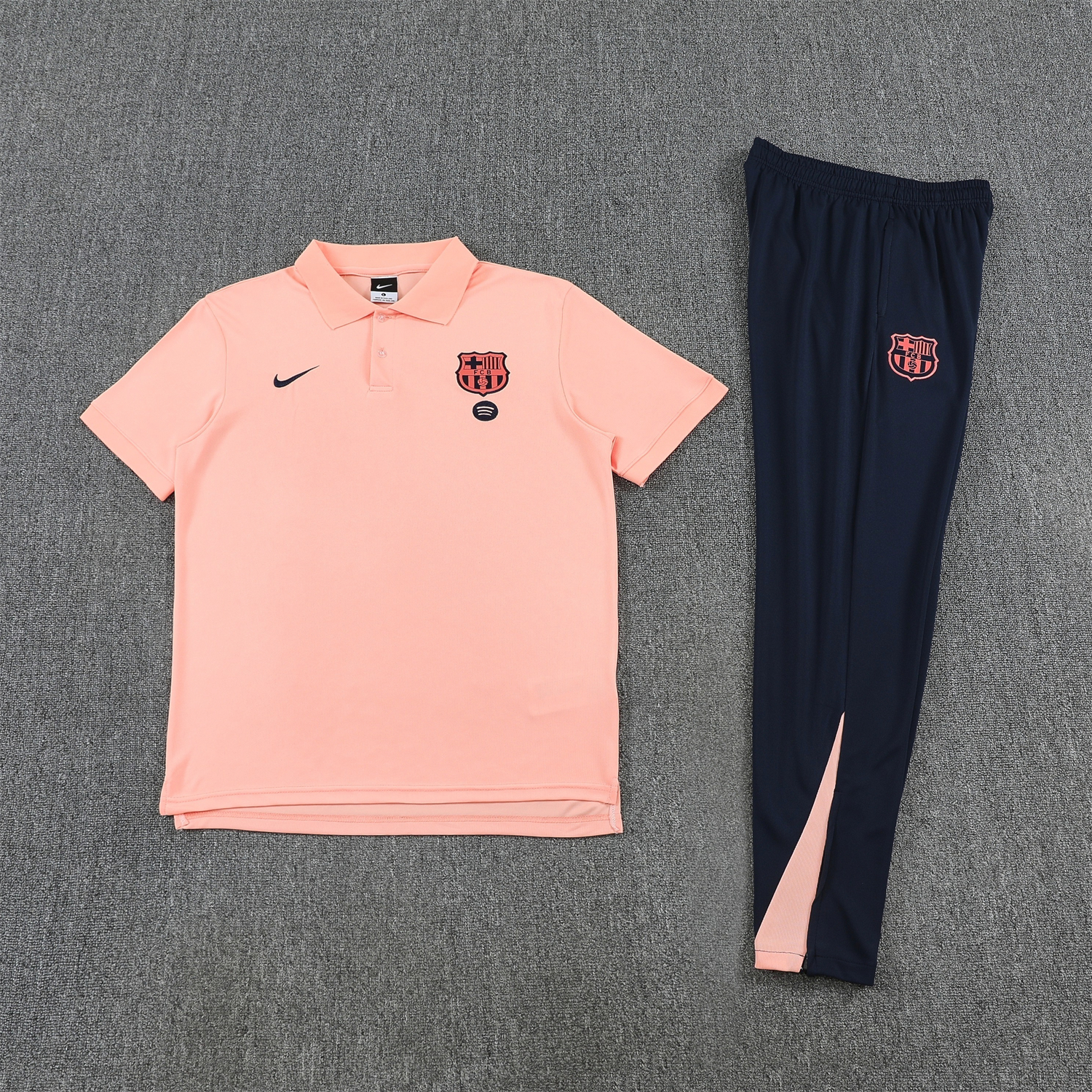 TKH-turbokithub-Barcelona 25-26 POLO Short-Sleeve Training Set - Pink Top and Dark Blue Pants