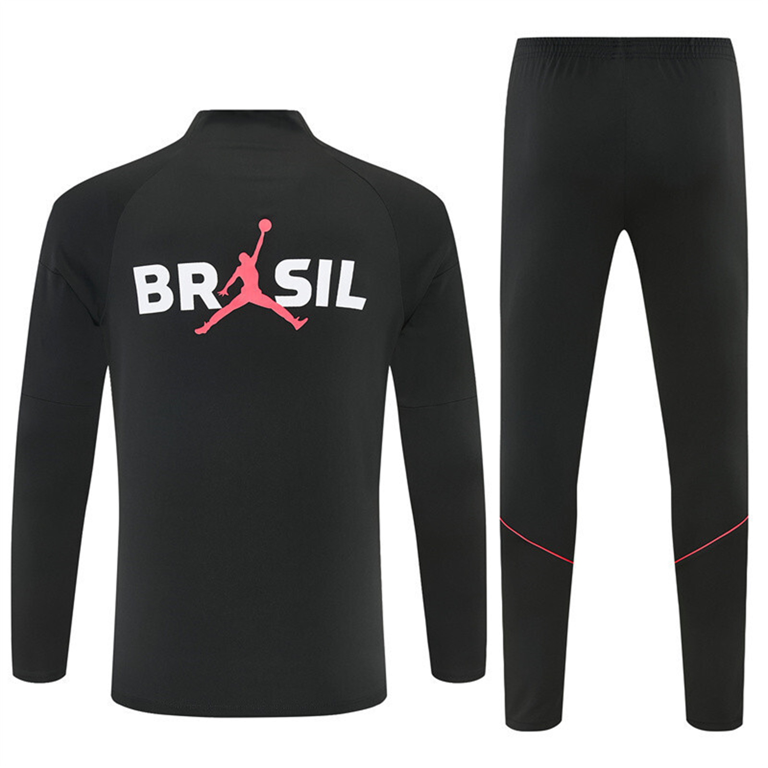 TKH-turbokithub-Brazil X JD 2026 Kids Long Sleeves Training Set - Black Top And Black Orange Pants