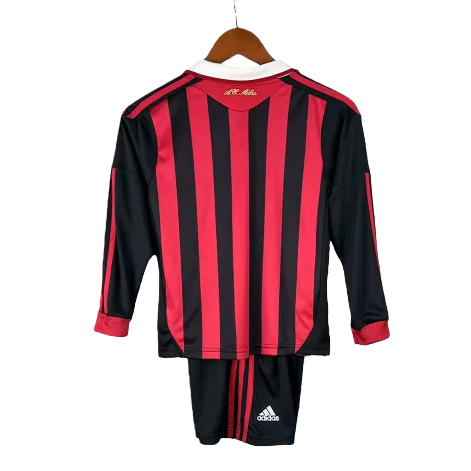 TKH-turbokithub-Retro AC Milan 2009-10 Home Red Long Sleeves Kids Kit