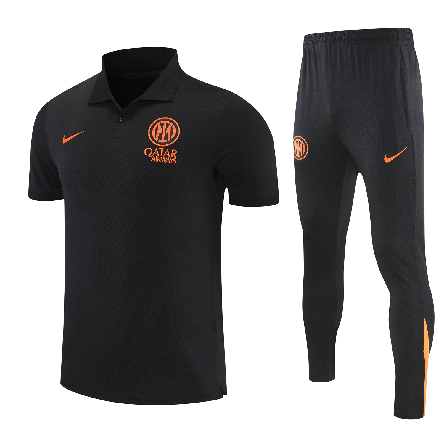 TKH-turbokithub-Inter Milan 25-26 POLO Short-Sleeve Training Set - Black Top and Black Pants